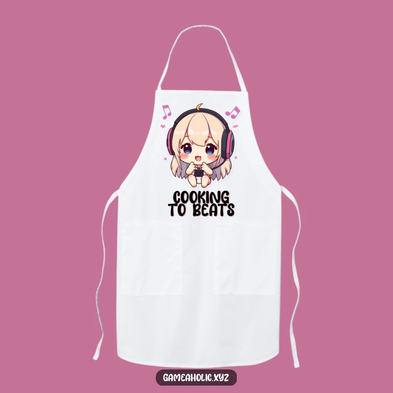 Funny Apron: Gamer Headbanging to Music, Kitchen Funny Gift for Cooks