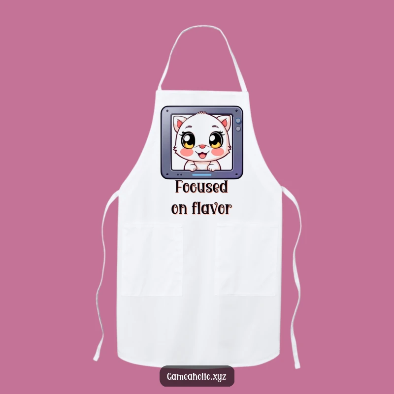 Funny Apron: Happy Eyed Creature, Screen Focus Chef, Gamer Kitchen Gift
