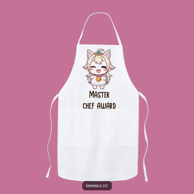 Funny Chef Medal Winner Apron: Cheerful Winking Character Kitchen Gift