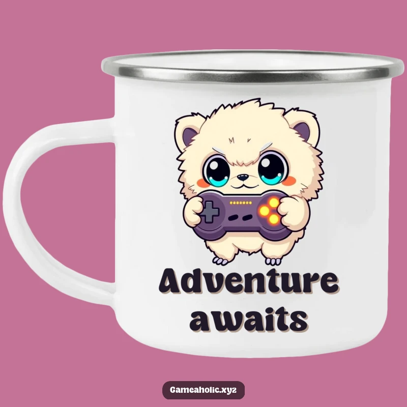 Funny Fuzzy Gamer Camping Mug: Adventure & Button Mashing, Perfect Funny Gift
