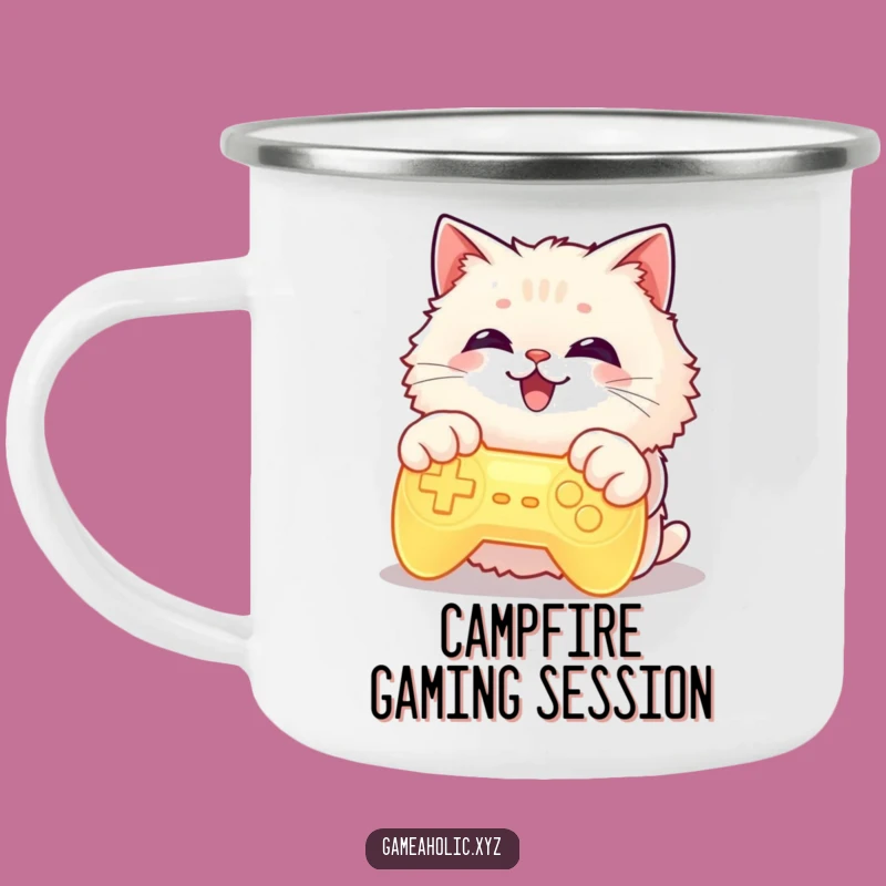 Funny Cat Gamer Camping Mug: Glowing Controller Cat Mug for Outdoor Play