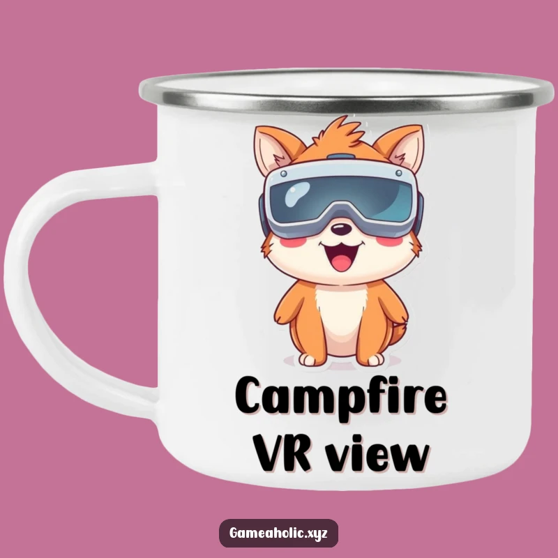 Funny VR Animal Enamel Camping Mug: Happy Tech Outdoor Gift