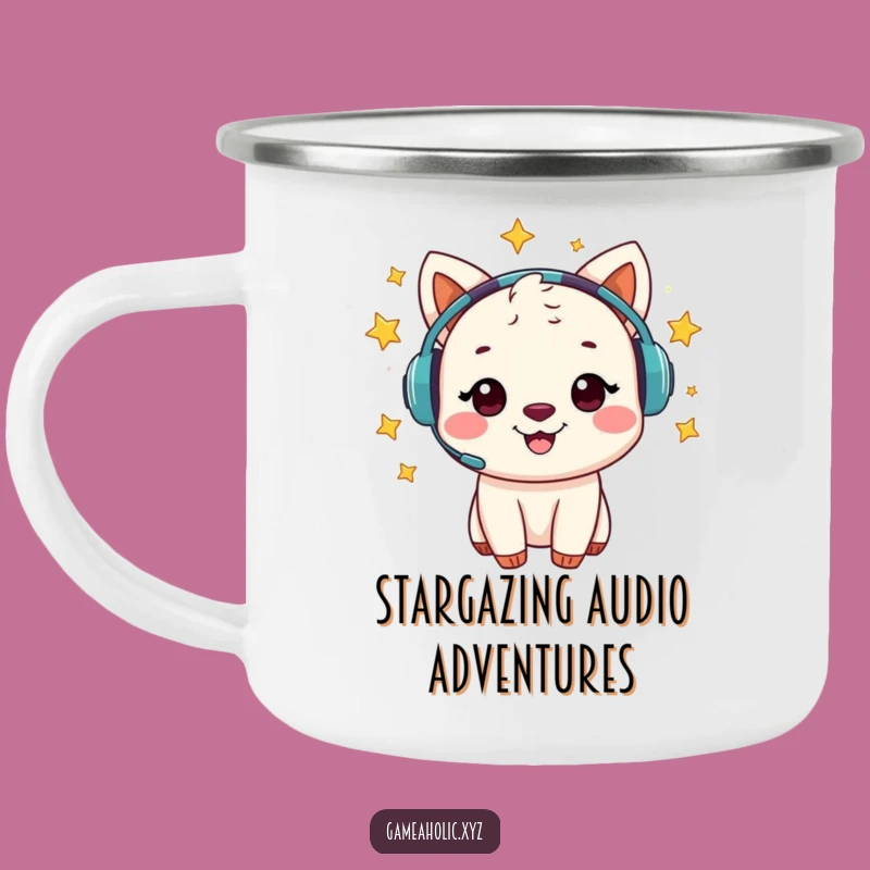 Funny Animal Gamer Camping Mug - Cheerful Starry Headset Player, Adventure Funny Gift!
