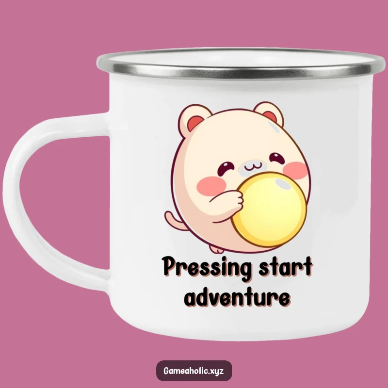 Funny Button Pusher Camp Mug: Start Your Adventure with Enthusiasm!