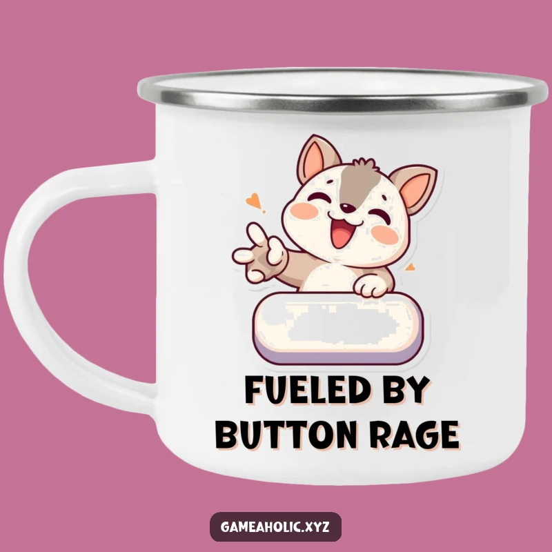 Funny Gamer Animal Camping Mug - Determined Button Smasher Camp Cup, Rustic Funny Gift!