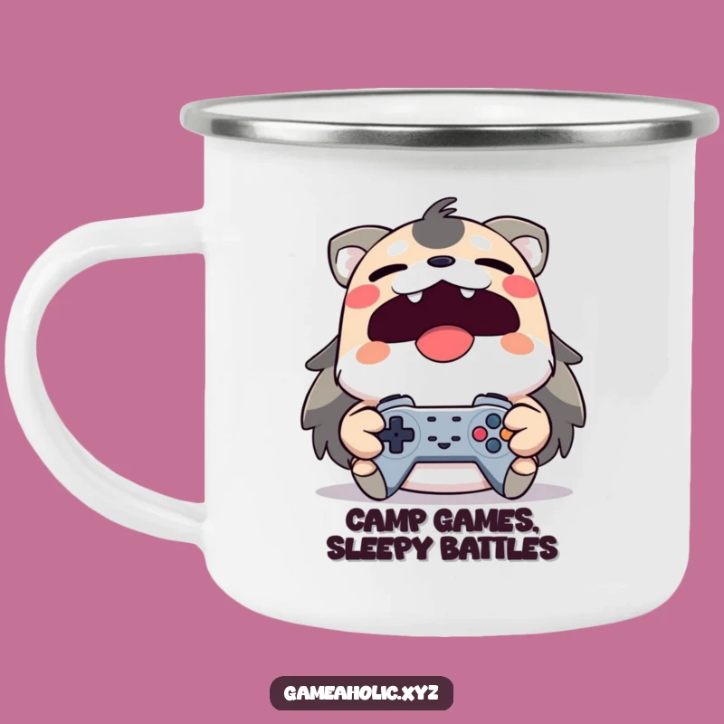 Funny Gamer Camping Mug: Yawning Animal's Outdoor Gaming Companion