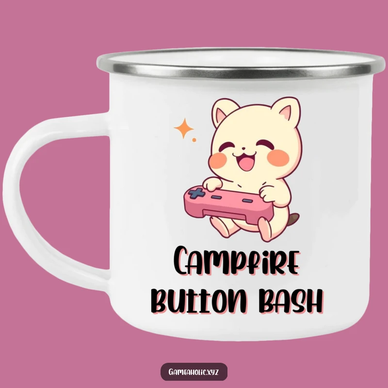 Funny Gamer Creature Camping Mug - Joyful Button Mashing Drinkware, Gift!