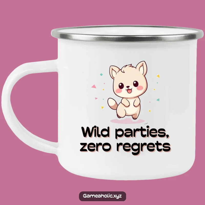 Funny Playful Animal Camping Mug: Celebrate Outdoors with Confetti