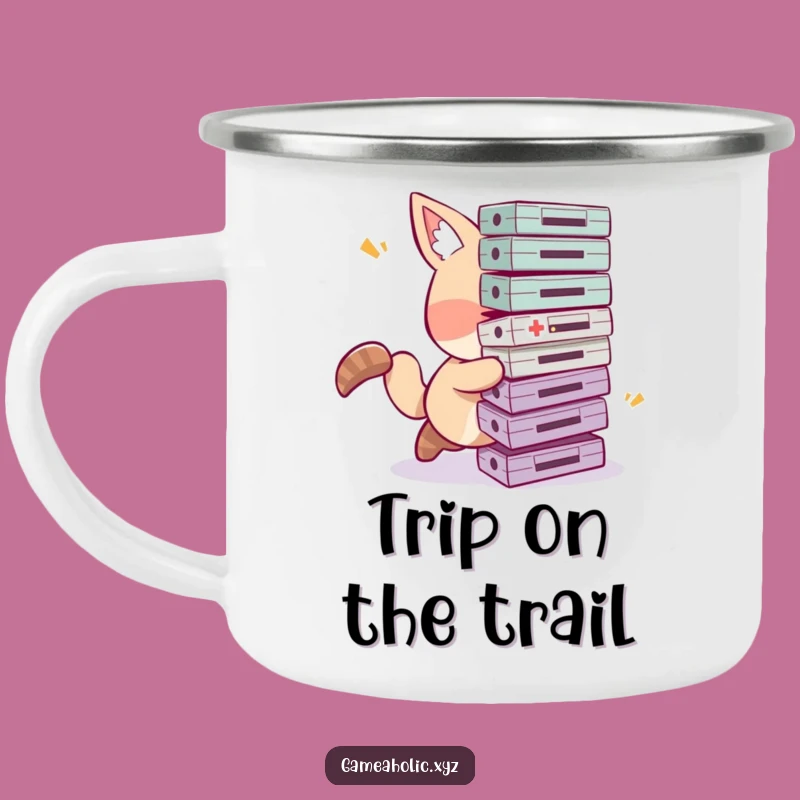 Funny Tripping Gamer Camping Mug - Durable Clumsy Animal, Outdoor Gaming Gift