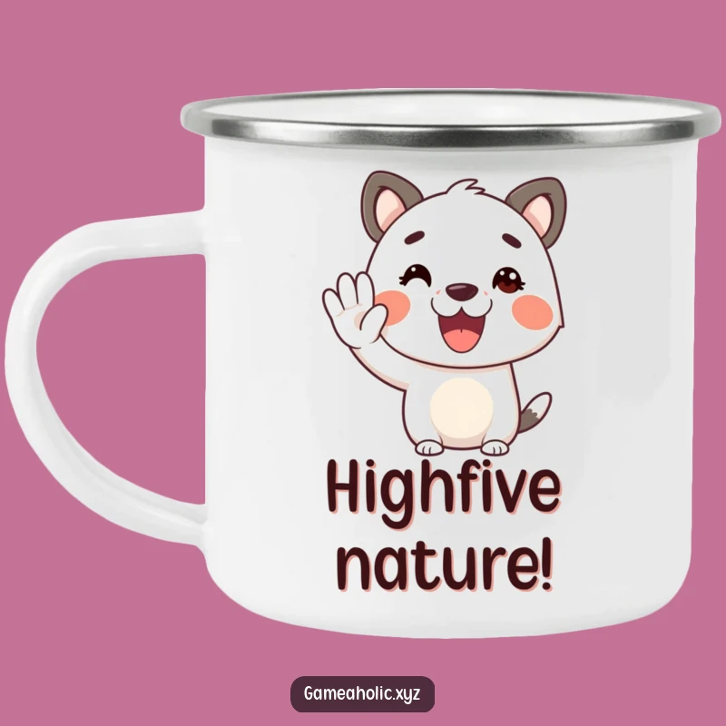 Funny Virtual High Five Camp Mug: Toast to Good Times Outdoors!