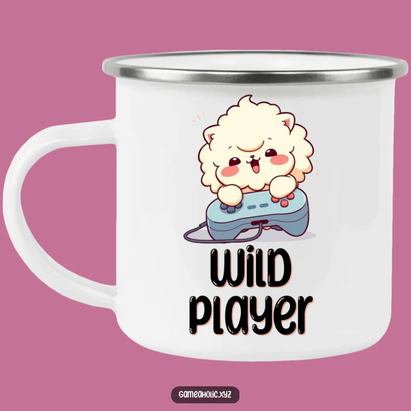 Funny Camping Mug: Fluffy Button Masher Character, Outdoor Gaming Gift