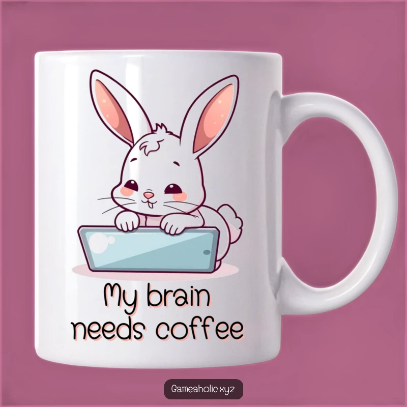 Funny Bunny Focused on Screen Mug: Hilarious Gift for Gamers & Techies