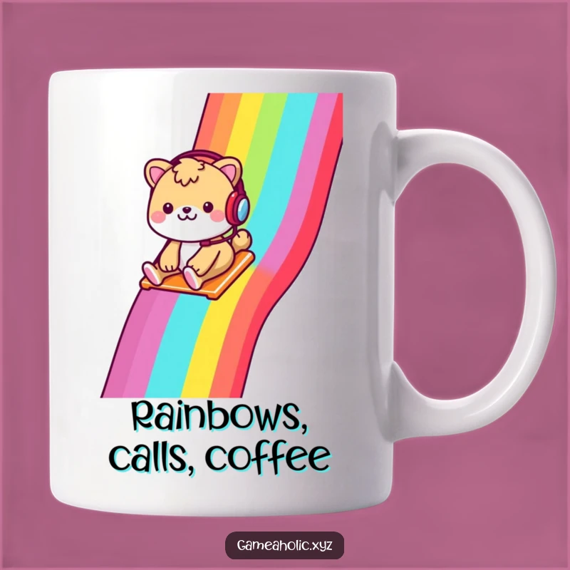 Funny Gamer Animal Mug - Cheerful Animal Slides Rainbow, Perfect Gift!