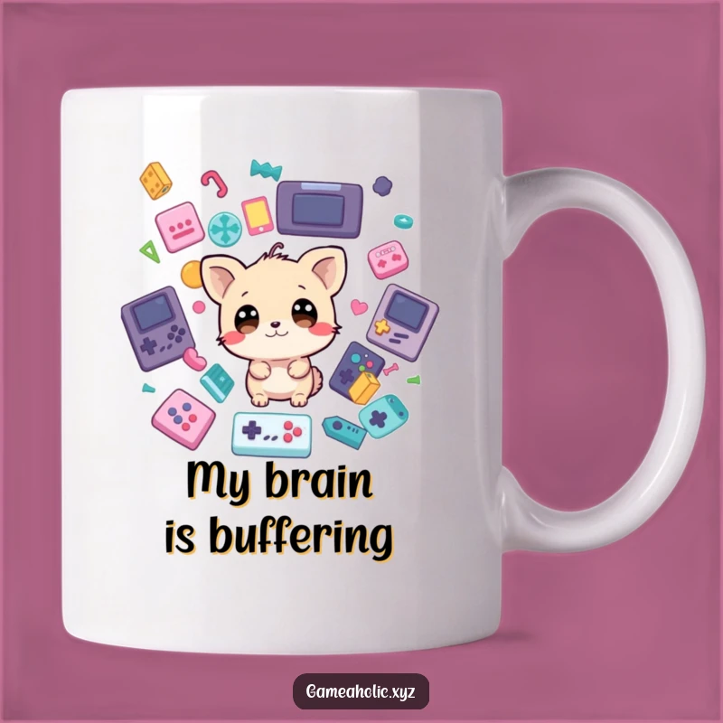 Funny Gamer Animal Mug: Wide-Eyed Fun with Falling Game Icons, Perfect Gift