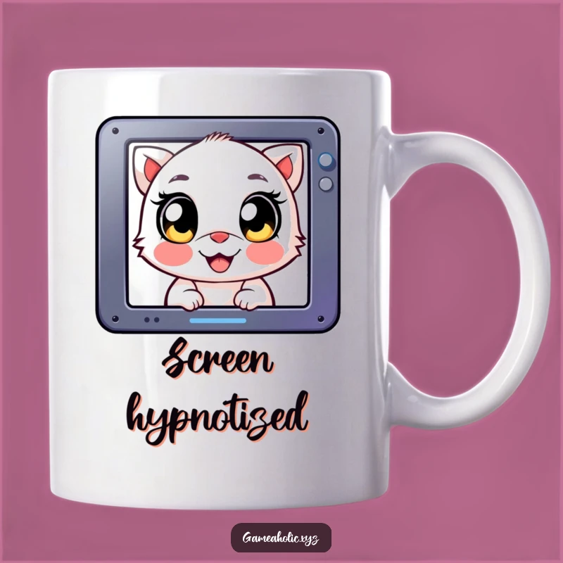 Funny Gamer Mug: Happy Eyed Creature Intense Screen Focus Gift