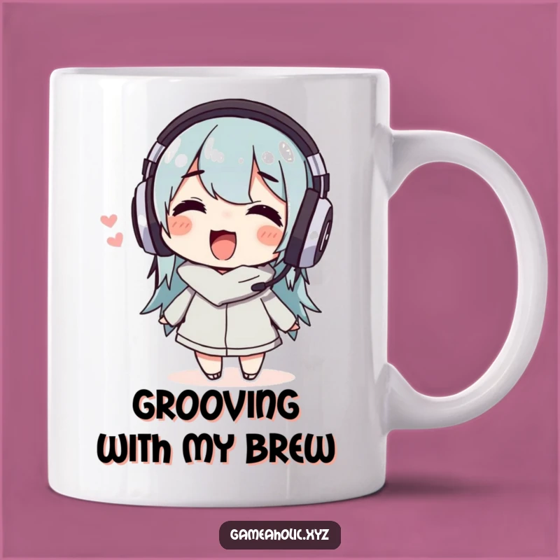 Funny Music Lover Mug: Delighted Wiggler, Headphones On, Perfect Gift!