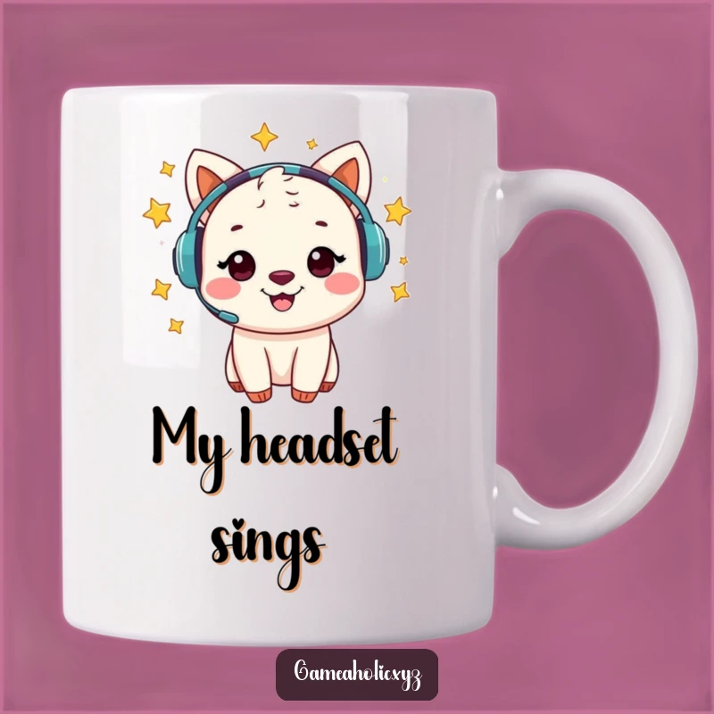 Funny Animal Gamer Mug - Cheerful Starry Headset Player, Whimsical Funny Gift!