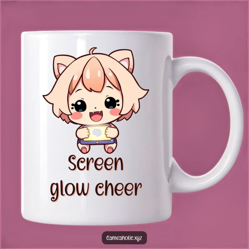 Funny Focused Character Mug - Cheering Gamer Art, Perfect Gift!