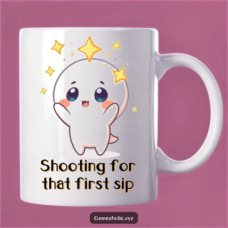 Funny Stargazer Mug: Dreamy Character Reaching for Celestial Icon, Perfect Gift