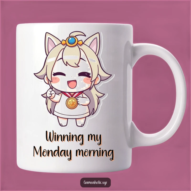 Funny Winner Medal Mug - Cheerful Character Wink Gift for Champions