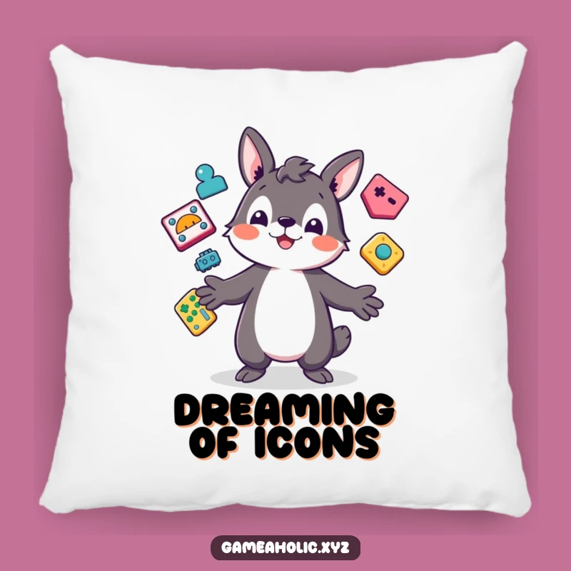 Comfy Gamer Pillow: Funny Animal Juggling Icons, Great Funny Gift for Relaxation