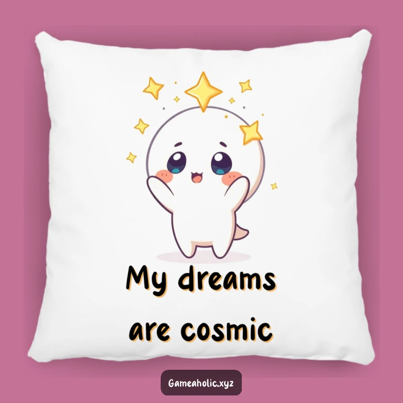 Cozy Funny Dream Pillow: Stargazer Character Reaching for Icon, Soft Gift
