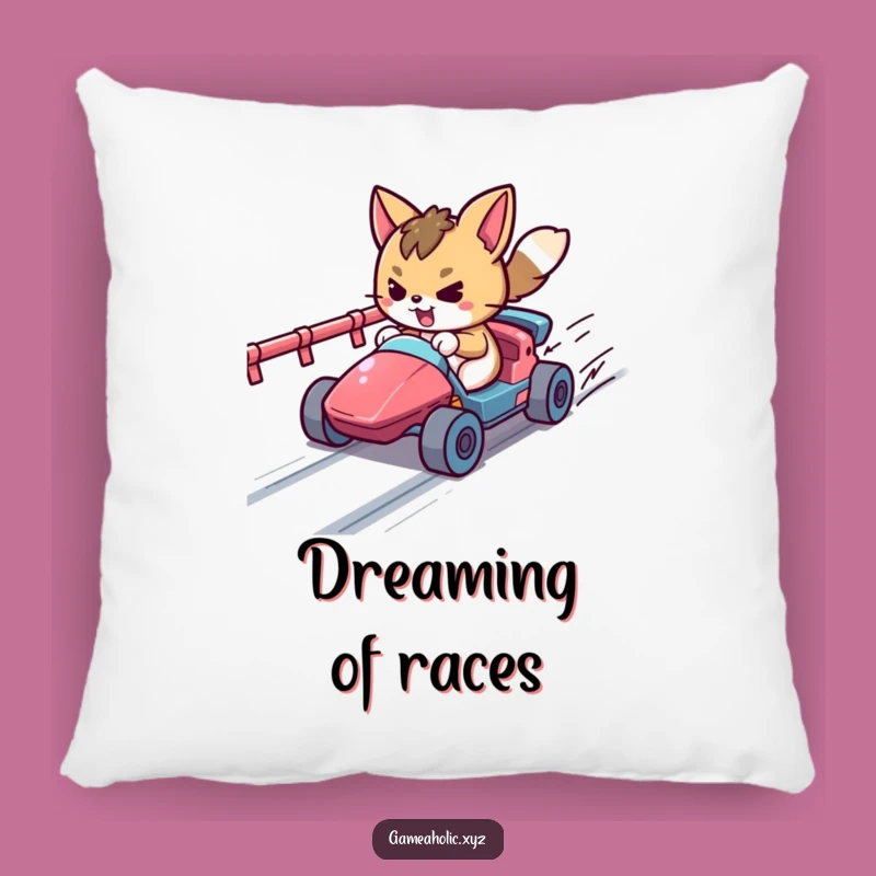 Cute Pixel Racer Pillow: Funny Determined Accent Pillow, Cozy Funny Gift