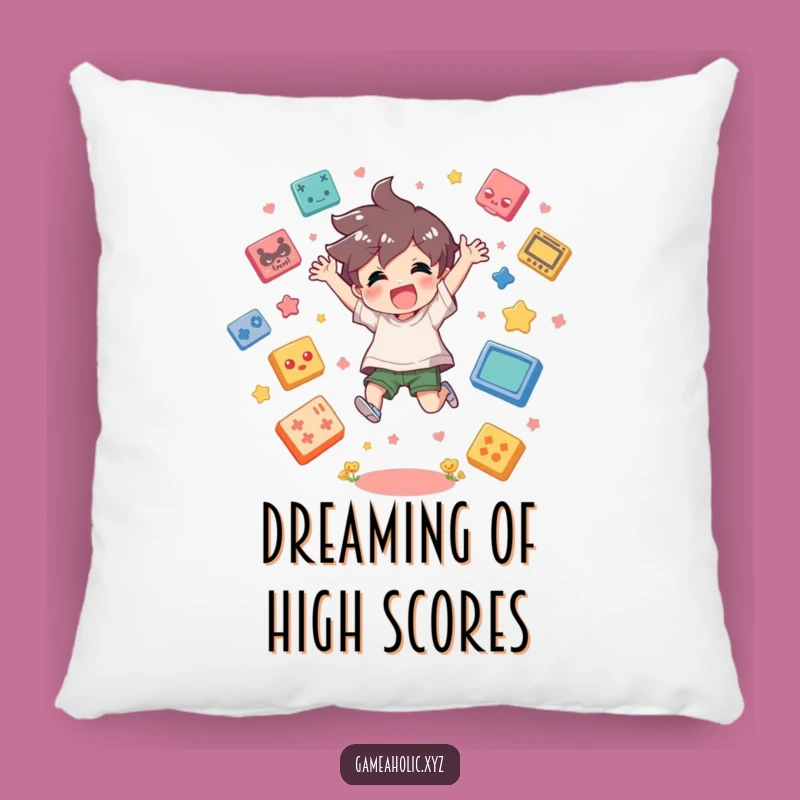Funny Gamer Pillow: Cozy Comfort, Jumping Character Design, Perfect Gamer Gift!