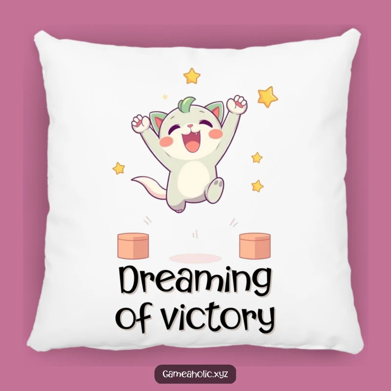 Funny Victory Pillow: Cute Creature's Happy Leap - Comfy Gamer Accent
