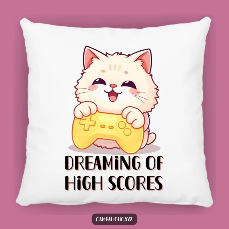 Funny Cat Gamer Pillow: Glowing Controller Cat Cushion for Cozy Gaming
