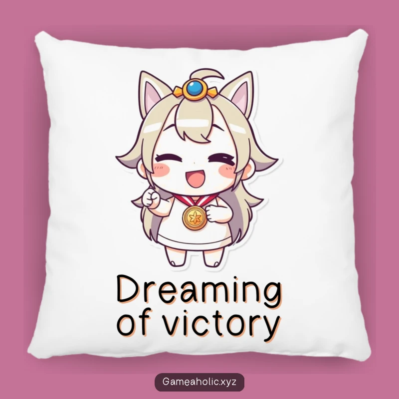 Funny Medal Winner Pillow: Cheerful Winking Character Comfort Gift