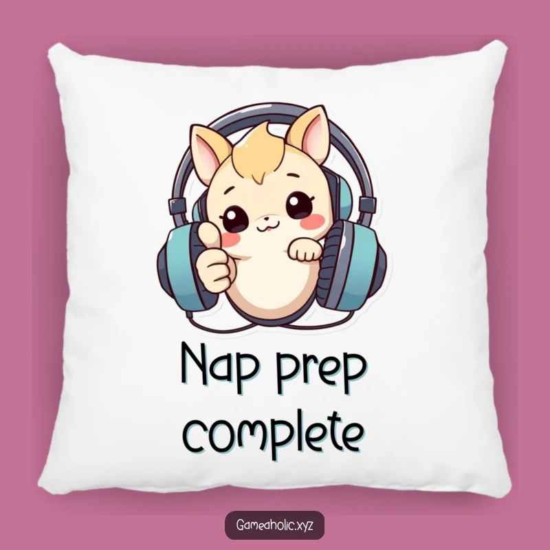 Funny Tech Pillow: Creature Headset Thumbs Up - Comfy Gadget Accent