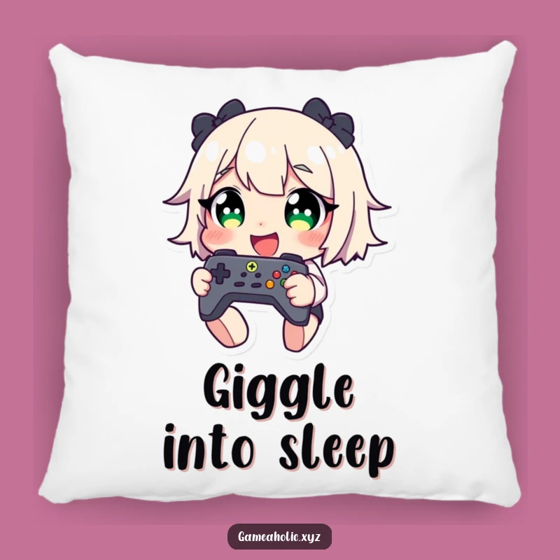 Funny Gamer Pillow: Giggling Character with Controller - Comfy Gaming Accent