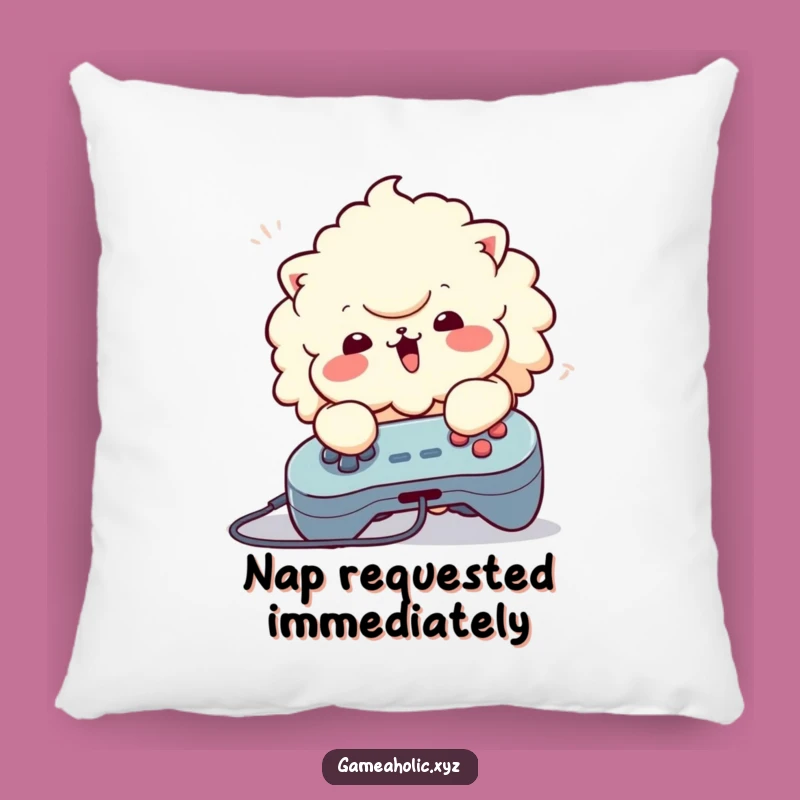 Funny Fluffy Pillow: Button Masher Gamer Character, Cozy Comfort Gift
