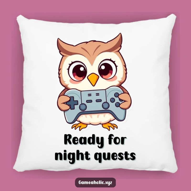 Funny Owl Gamer Pillow: Excited Bird Controller Cushion, Cozy & Hilarious Decor