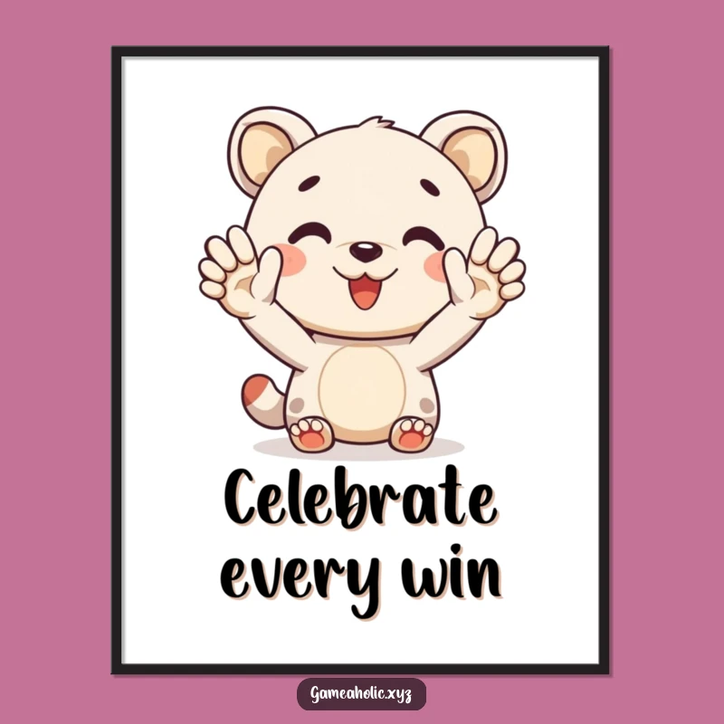 Funny Digital Art: Cheerful Animal High-Five, Instant Positive Vibes Print