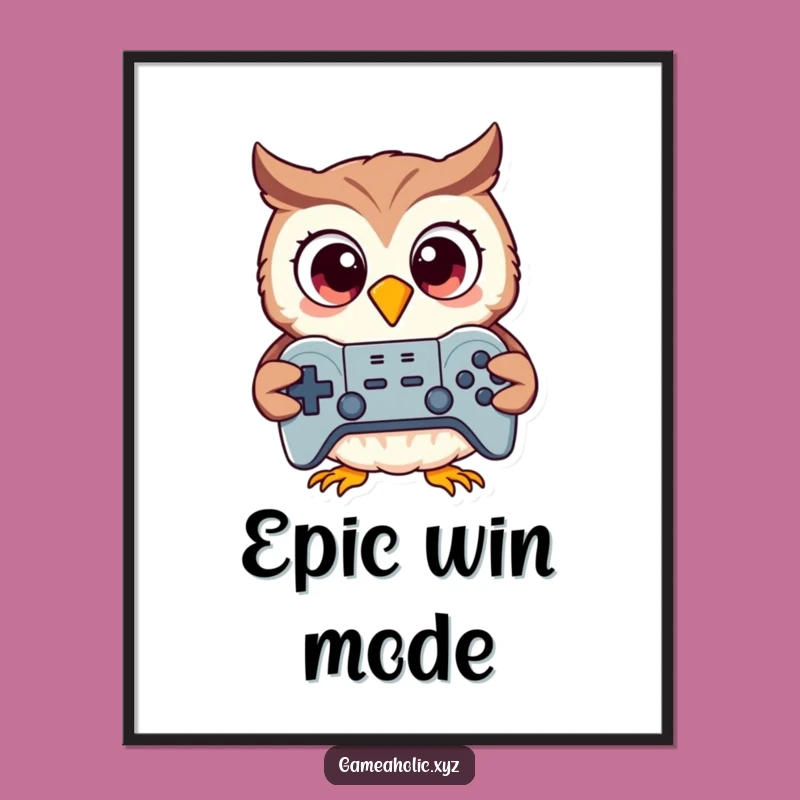 Funny Owl Gamer Digital Art: Excited Bird Controller Print, Instant Hilarious Download