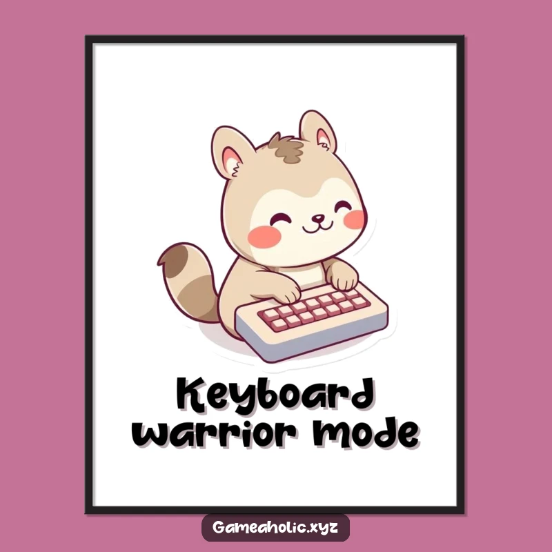 Funny Animal Digital Art: Tiny Keyboard Mania, Grinning Typist, Instant Gift!