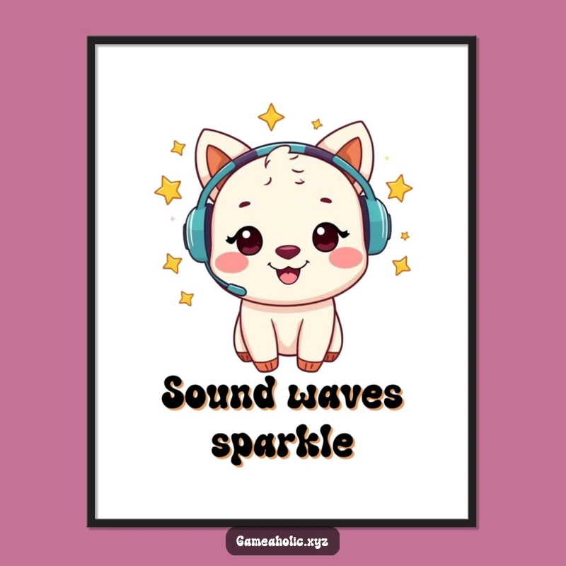 Funny Animal Gamer Digital Art - Cheerful Starry Headset Player, Magical Funny Gift!