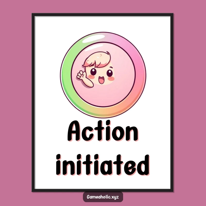 Funny Button Press Digital Art: Instant Wall Decor of Action and Fun