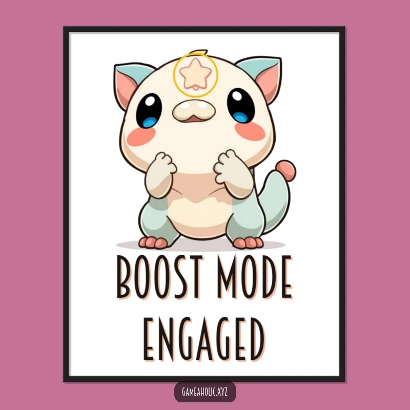 Funny Digital Art: Creature Grabs Power-Up, Instant Funny Gift Download