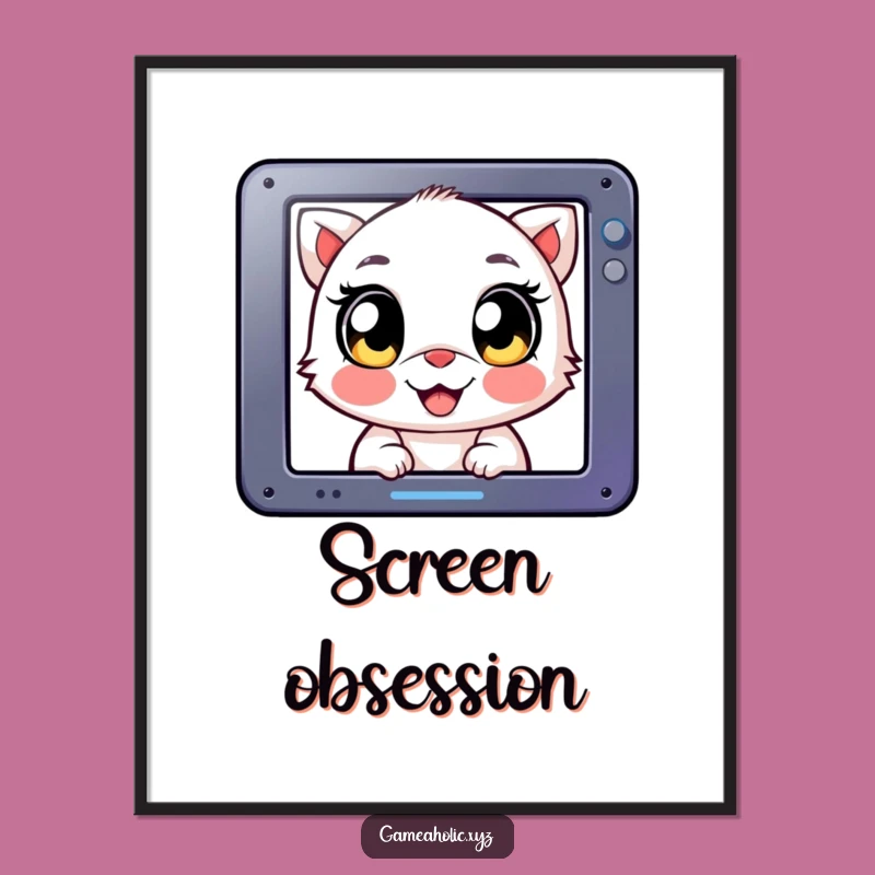 Funny Digital Art Print: Happy Eyed Creature, Intense Screen Focus Art