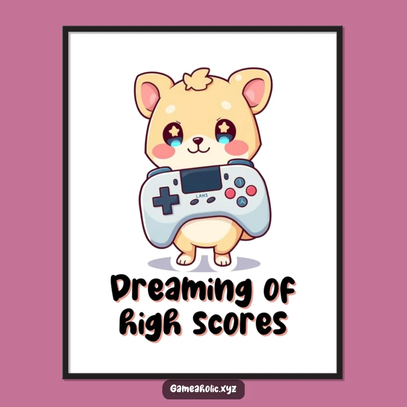 Funny Gamer Animal Digital Art Print: Instant Starry-Eyed Decor for Your Gaming Den