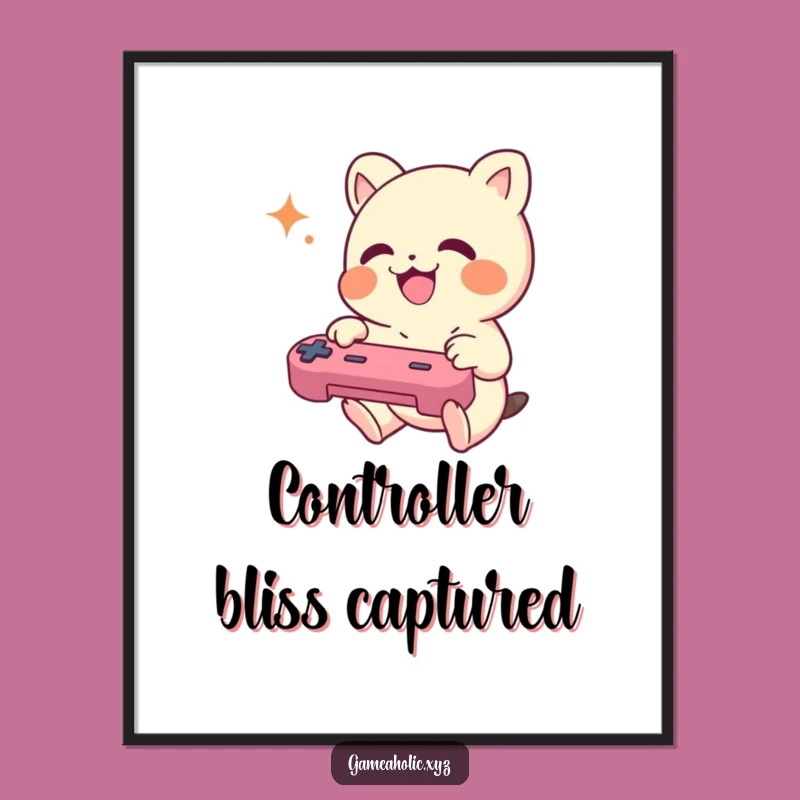 Funny Gamer Creature Digital Art - Joyful Button Mashing Decor, Instant Gift!