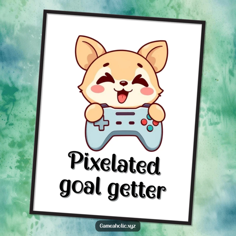 Funny Digital Art: A cute animal grips a game controller, eyes crossed in hilarious gaming.