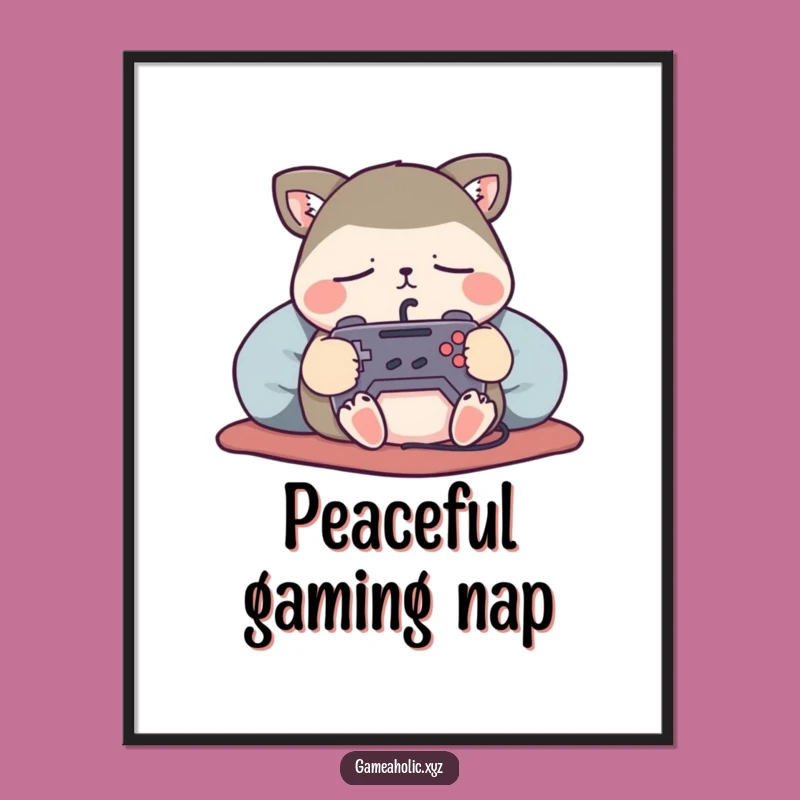 Funny Gaming Digital Art: Sleepy Animal Controller Art, Instant Funny Gift Download