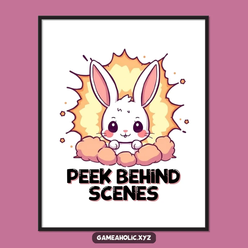 Funny Rabbit Pixel Explosion Digital Art - Instant Retro Gaming Decor