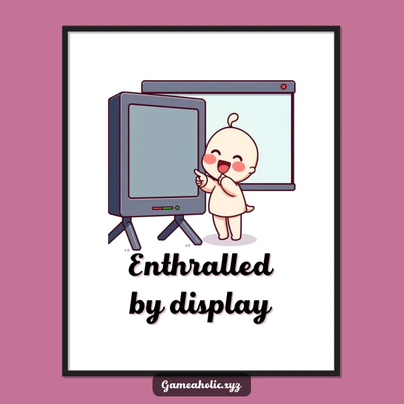 Funny Screen Fan Digital Art: Pointing Excitement, Big Screen Joy, Instant Gift!
