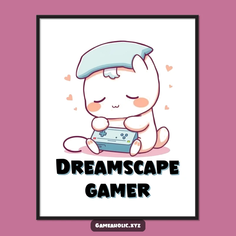 Funny Sleepy Gamer Digital Art: Instant Pillow Head Gaming Joy, Perfect Funny Gift