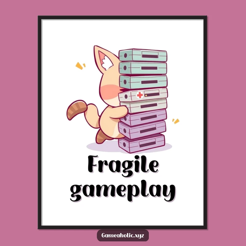 Funny Tripping Gamer Digital Art Print - Clumsy Character Download, Hilarious Decor Gift